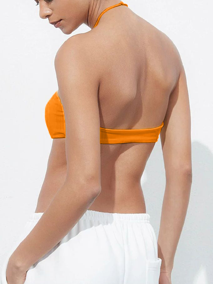 BUYCO Female Halter Folds Backless Sports Bras