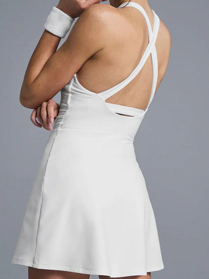 BUYCO Female Cross Back Hollow Out Quick-dry Dress