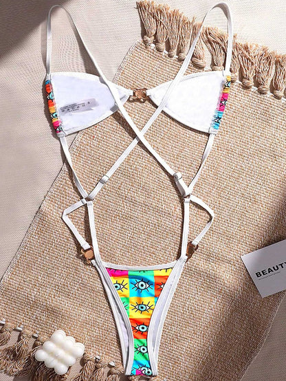 BUYCO Female Print Contrast Color One Piece