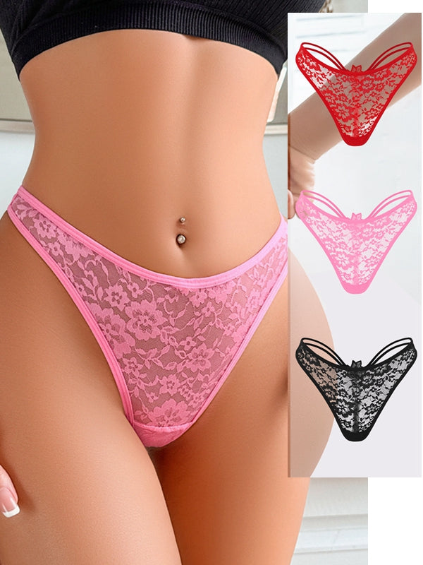 BUYCO Female Unique Rose Lace T-back Thong