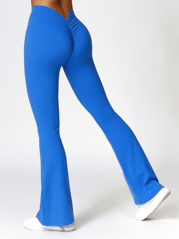BUYCO Female Deep V Back Ruched Back Flare Pants