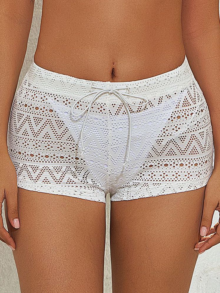 BUYCO Female Fitted Lace-up Fishnet Hollow Out Beach Shorts