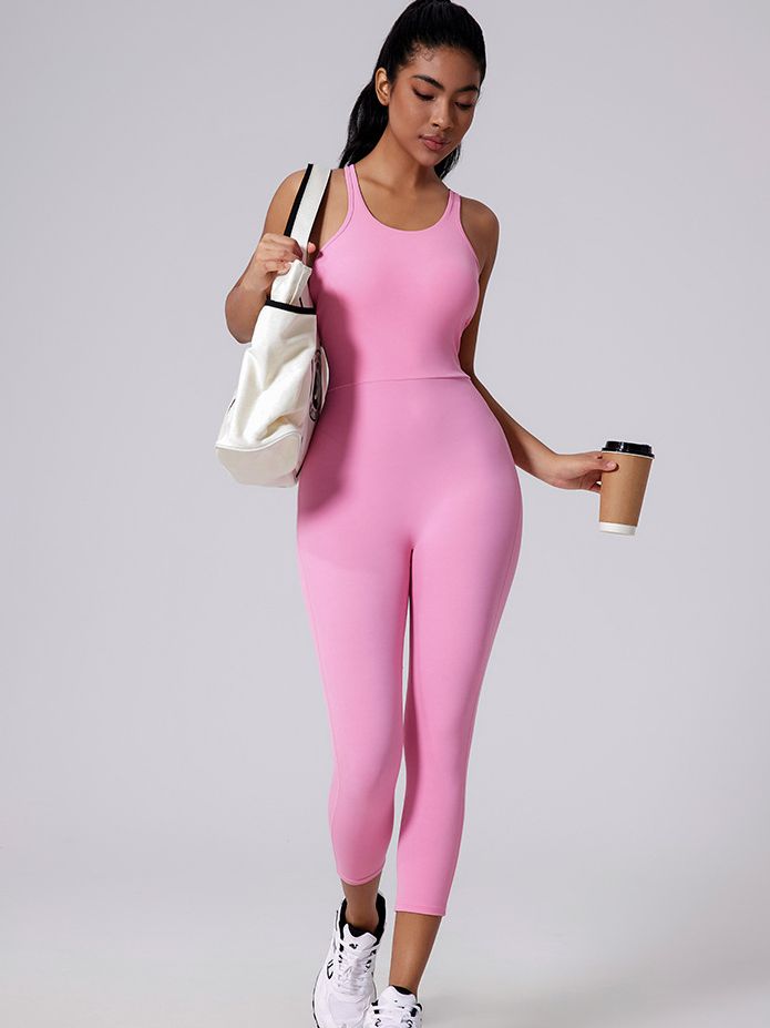 BUYCO Female V-shaped Cross Back U Collar Backless Hip-lift Jumpsuit