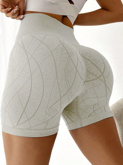 BUYCO Female Quick Dry Natural Texture Print Ruched Back Fit Shorts