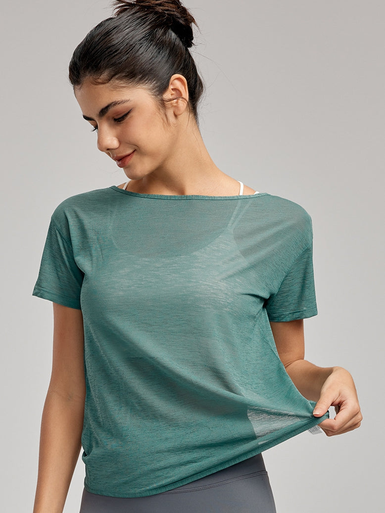 BUYCO Female Solid Color Breathable Smock Without Bras Short Sleeves