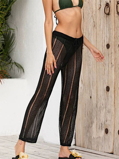 BUYCO Female Hollow Out Fishnet Beach Pants Swimwear Cover-up Without Bikini Set