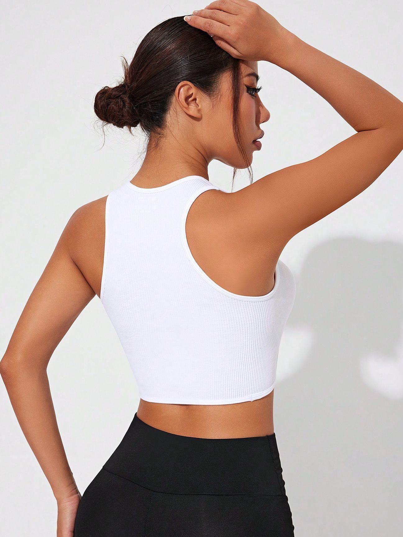 BUYCO Female Fitted Round Neck Ribbed Quick Dry Irregular Design Tanks