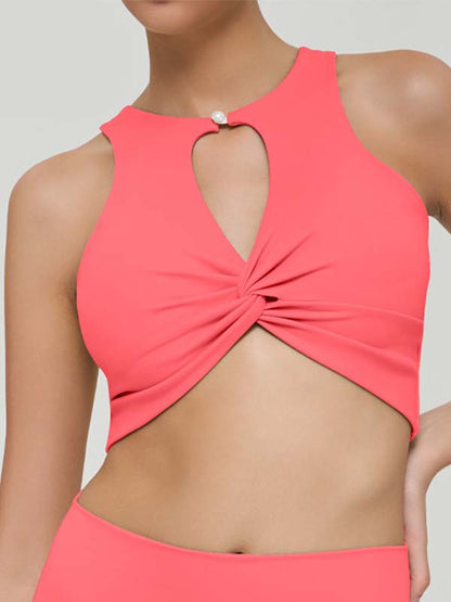 BUYCO Female Twist Hollow Out Solid Color Tank