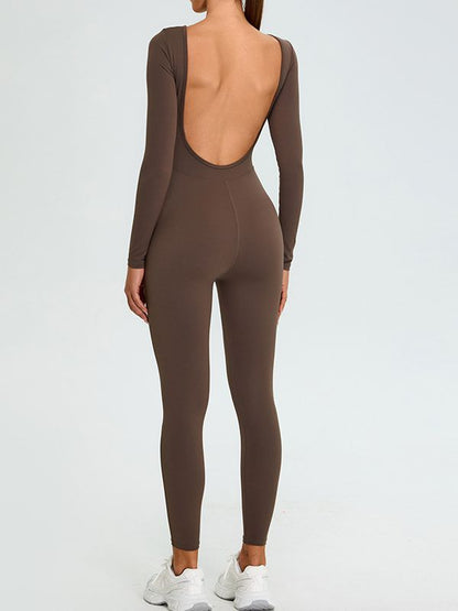BUYCO Female U collar Elastic Tight Seamless Quick-dry Jumpsuit