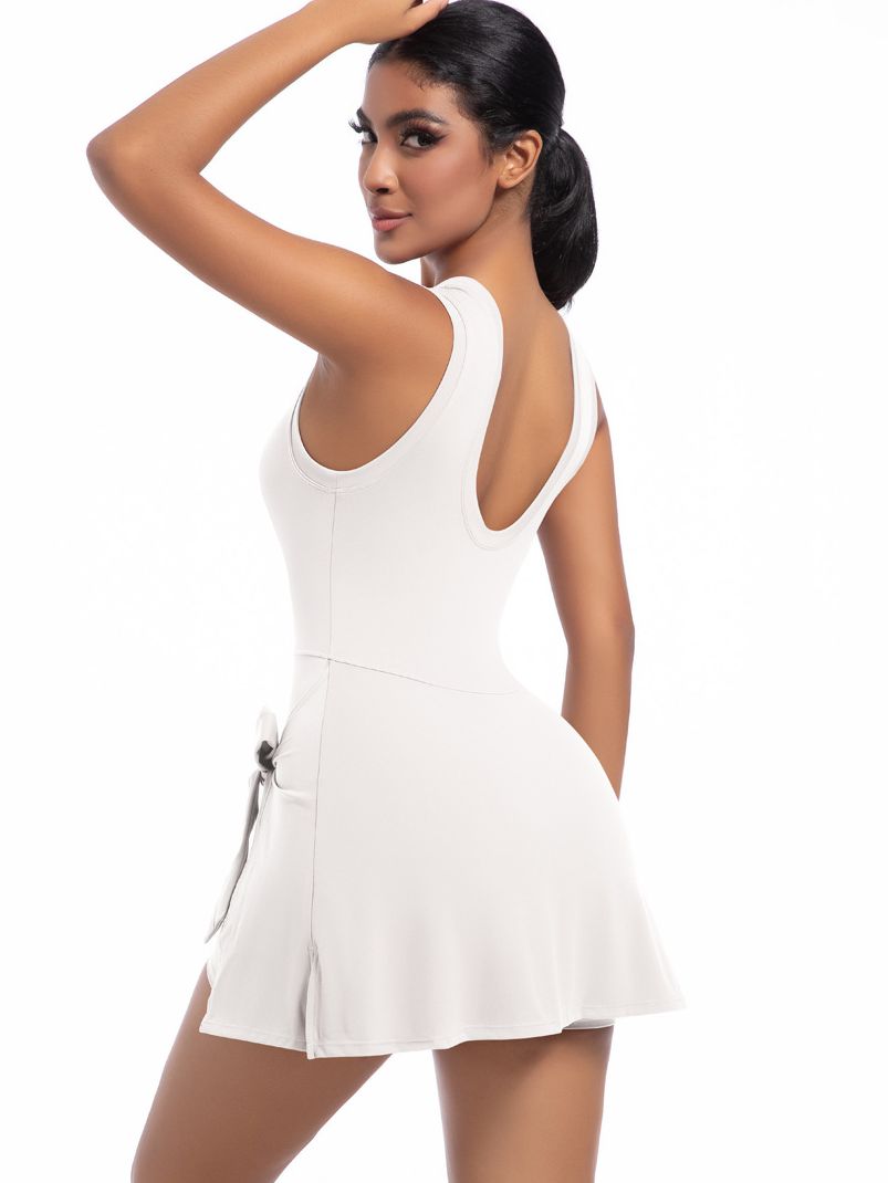 BUYCO Female Solid Color 2 in 1 Design Quick-dry Dress