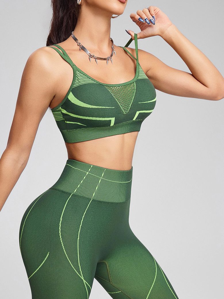 BUYCO Female Contrast Color Fishnet Stripe Print Tracksuit