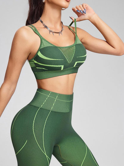 BUYCO Female Contrast Color Fishnet Stripe Print Tracksuit