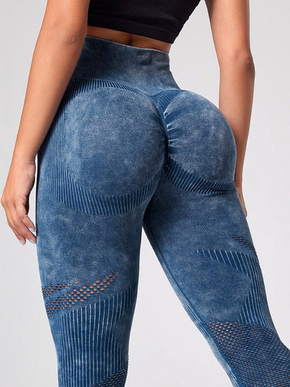 BUYCO Female Denim Ruched Back Quick-dry Seamless Leggings
