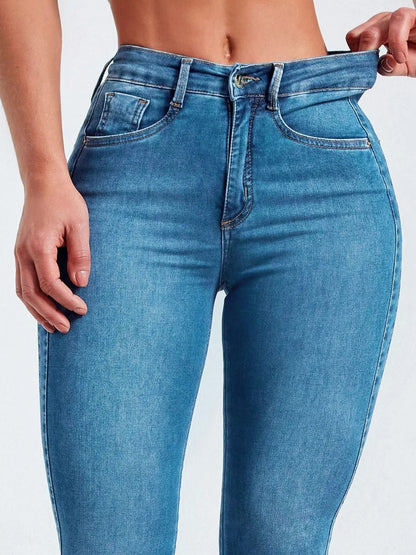 BUYCO Female Fitted Denim Elastic Tight Pocket Cargo Leggings