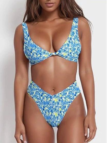 BUYCO Female Fitted Natural Texture Print Bikini Set
