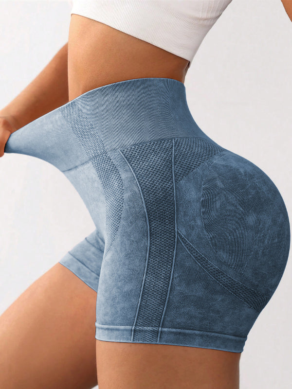 BUYCO Female Frosting Denim Ruched Back Spandex Gym Fit Shorts