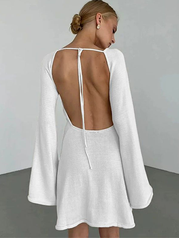 BUYCO Female Fitted Solid Color Backless Without Bikini Set Cover-up