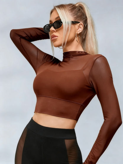 BUYCO Female Fitted Sheer Mesh Long Sleeves