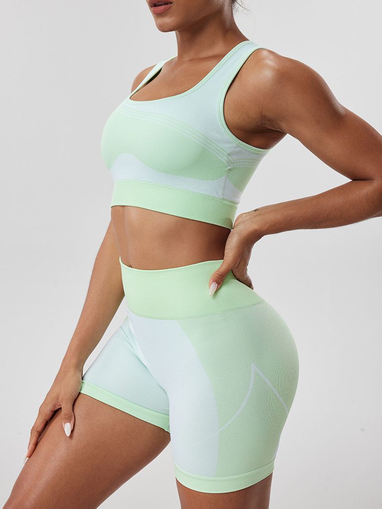 BUYCO Female Ruched Back with Chest Pads Elastic Tight Short Tracksuit