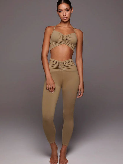 BUYCO Female Solid Color Unique Folds V Shape Waist Tracksuit