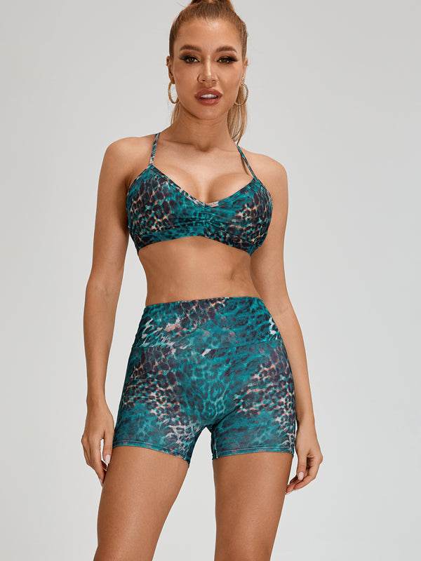BUYCO Female Leopard Print Cross Back Sports Bras
