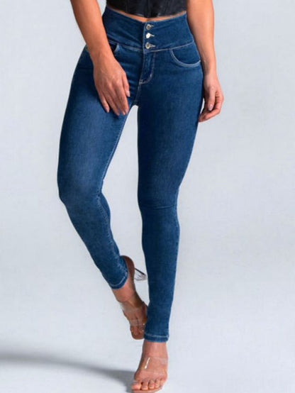 BUYCO Female Denim Elastic Tight Pocket Cargo Leggings