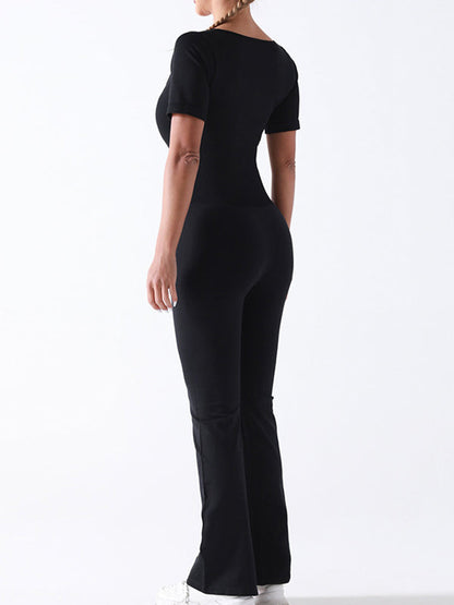 BUYCO Female Fitted Square Collar Flare Jumpsuit