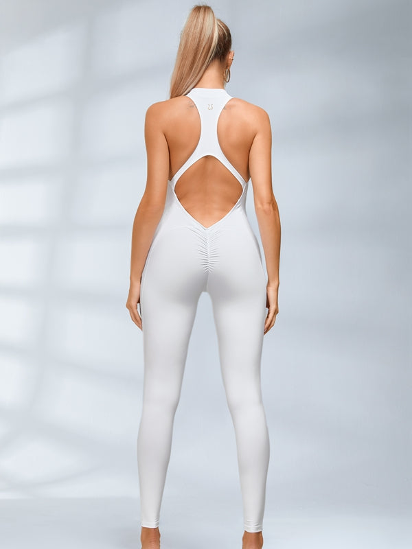 BUYCO Female Zipper Backless Ruched Back Jumpsuit