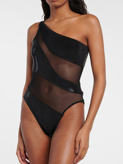 BUYCO Female Glossy Sheer Mesh Elegance One Piece