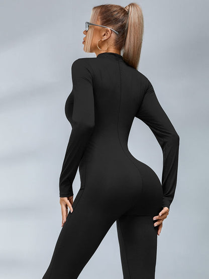 BUYCO Female Trendy Zipper Flare Body-fit Jumpsuit