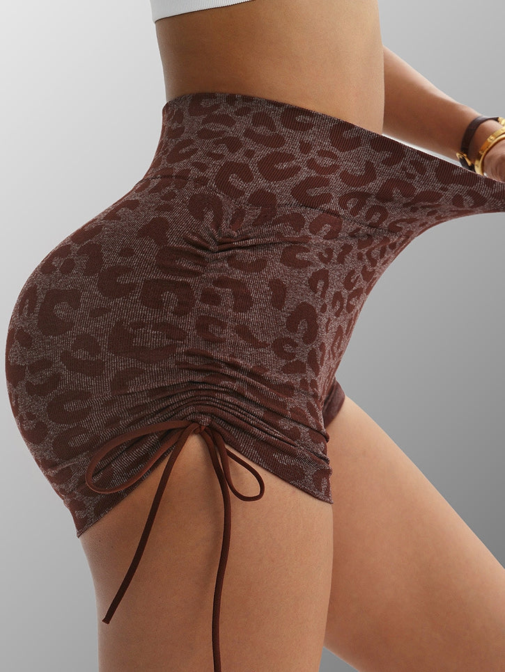 BUYCO Female Leopard Print Drawstring Quick Dry Shorts