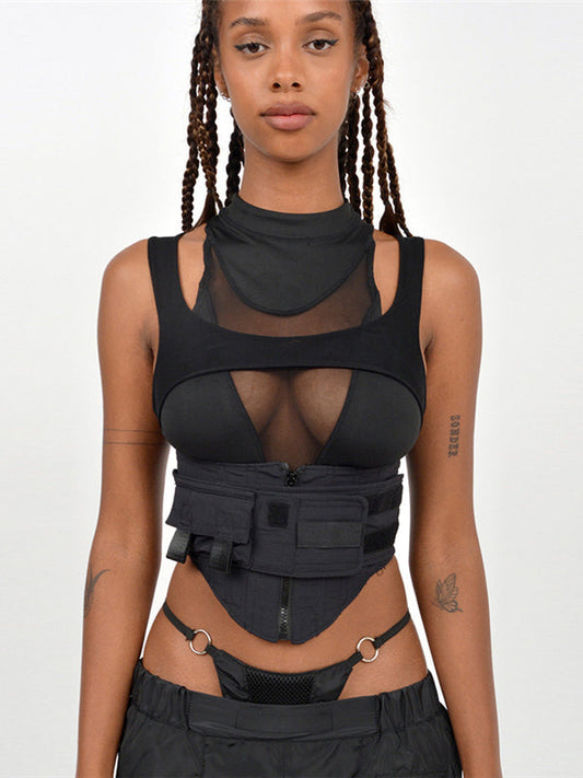 BUYCO Female Fitted Hollow Out Mesh Splicing Sports Bras