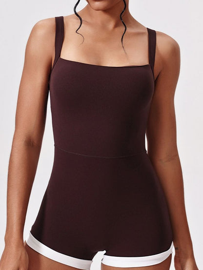 BUYCO Female Contrast Color Cross Back Backless Romper