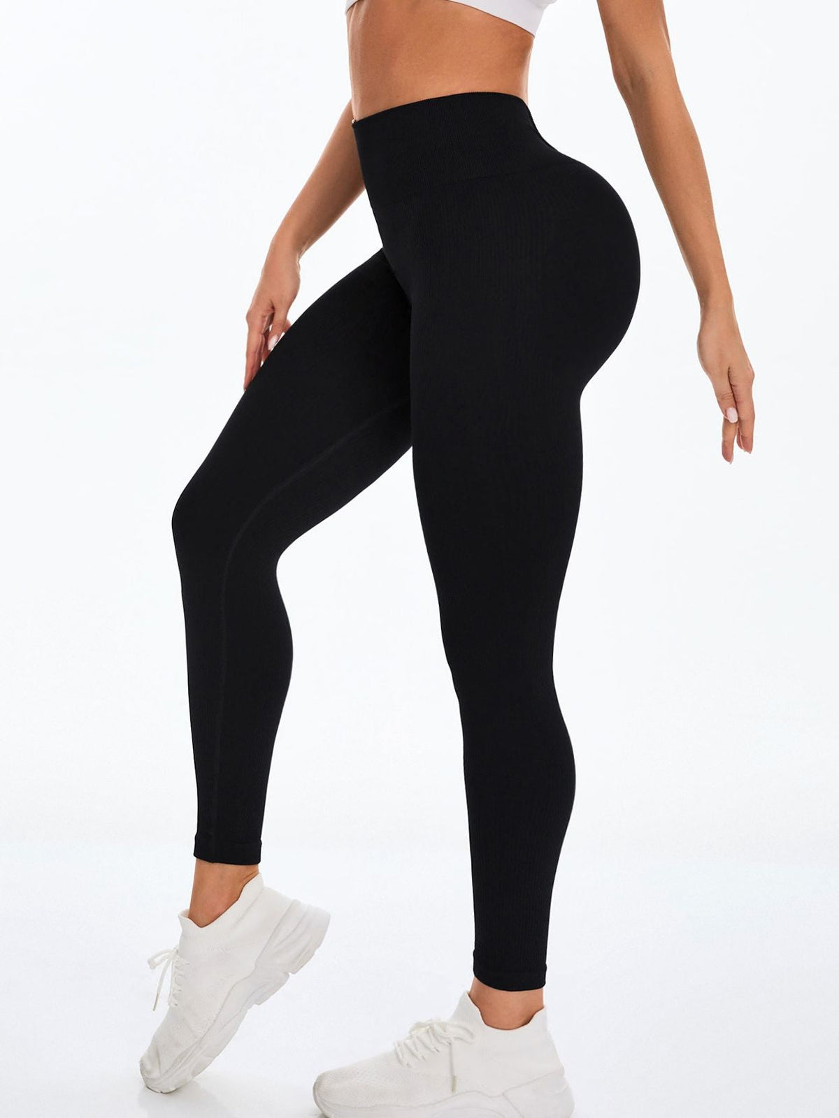 BUYCO Female Deep V Seamless Quick Dry High-waisted Ruched Back Leggings