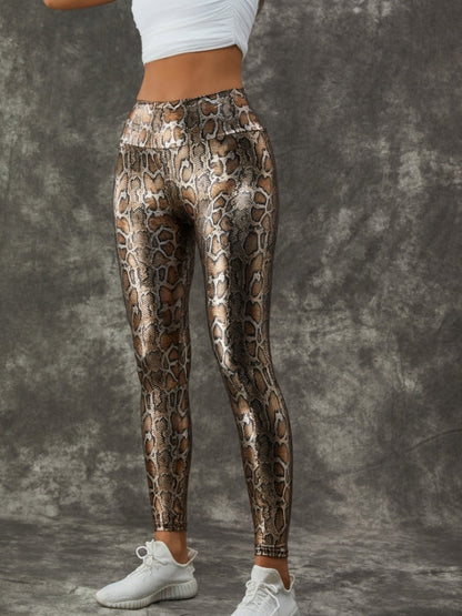 BUYCO Female PU Faux Leather Leopard Print Leggings