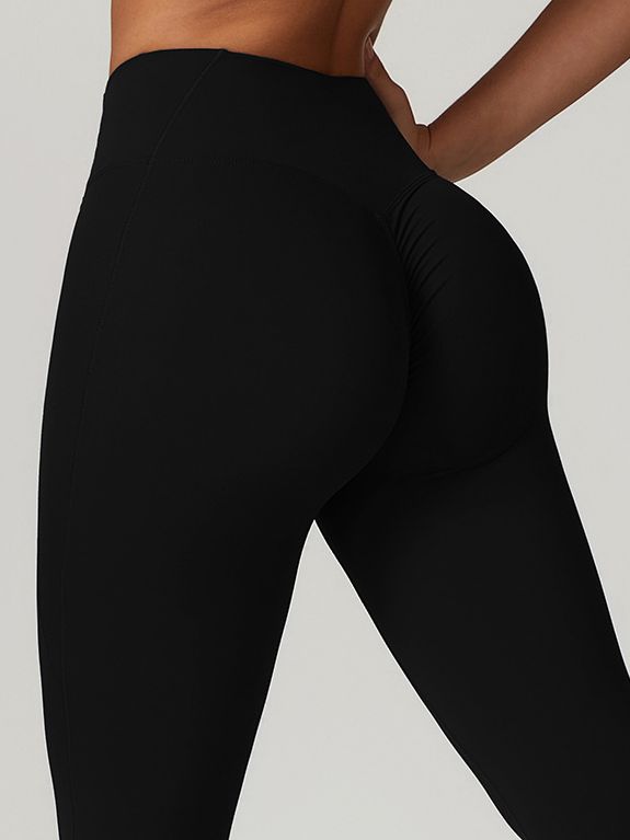 BUYCO Female High-waisted Hip-lift Quick Dry Elastic Tight Ruched Back Leggings