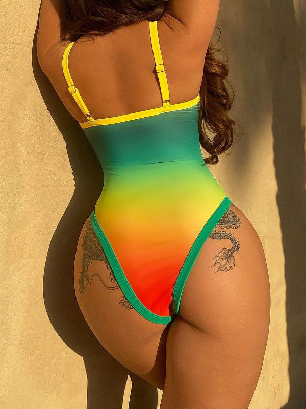 BUYCO Female Ombre Contrast Color One Piece
