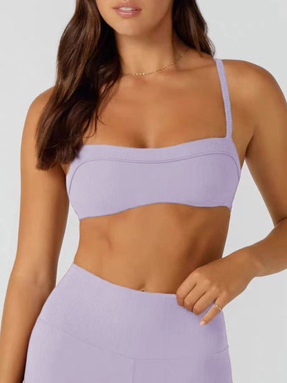 BUYCO Female Solid Color Hollow Out Cross Beauty Back Sports Bras