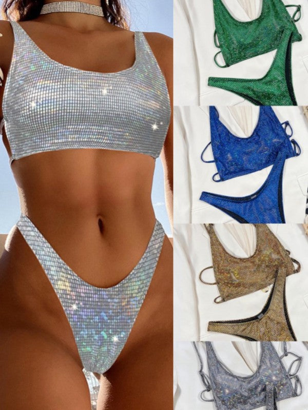 BUYCO Female Multi-coloured Gradient Drawstring Bikini Set