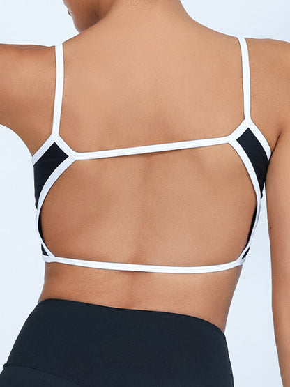 BUYCO Female Contrast Color Elastic Tight Quick Dry Hollow Out Backless Sports Bras