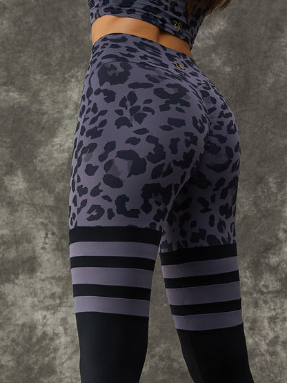 BUYCO Female Leopard Print Hollow Out Halter Ruched Back Tracksuit
