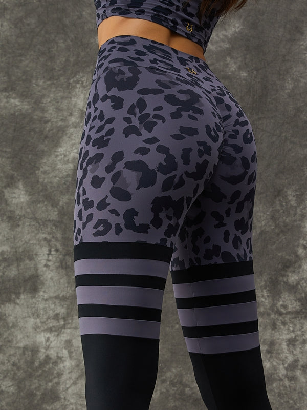 BUYCO Female Leopard Print Hollow Out Halter Ruched Back Short Tracksuit