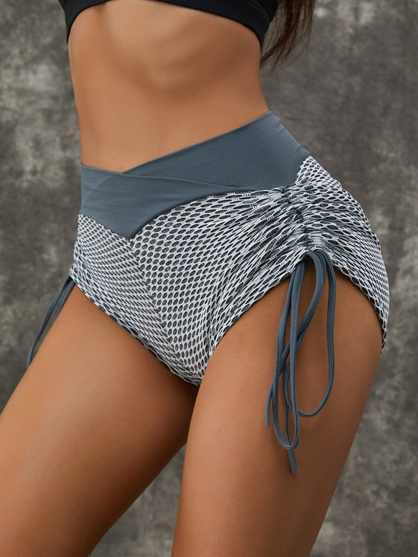 BUYCO Female Lifting Hip Tight Drawstring Spandex Gym Fit Shorts