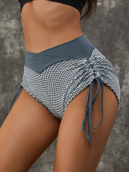 BUYCO Female Lifting Hip Tight Drawstring Spandex Gym Fit Shorts