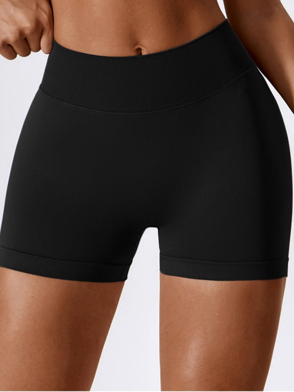 BUYCO Female Quick-dry V-shaped Waist Ruched Back Spandex Gym Fit Shorts
