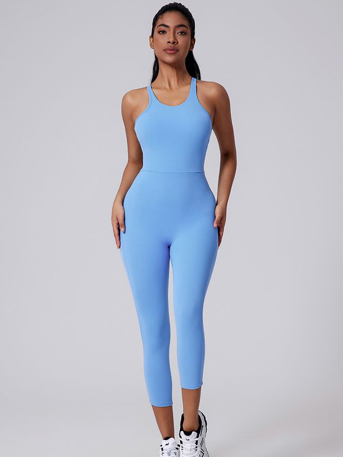 BUYCO Female V-shaped Cross Back U Collar Backless Hip-lift Jumpsuit