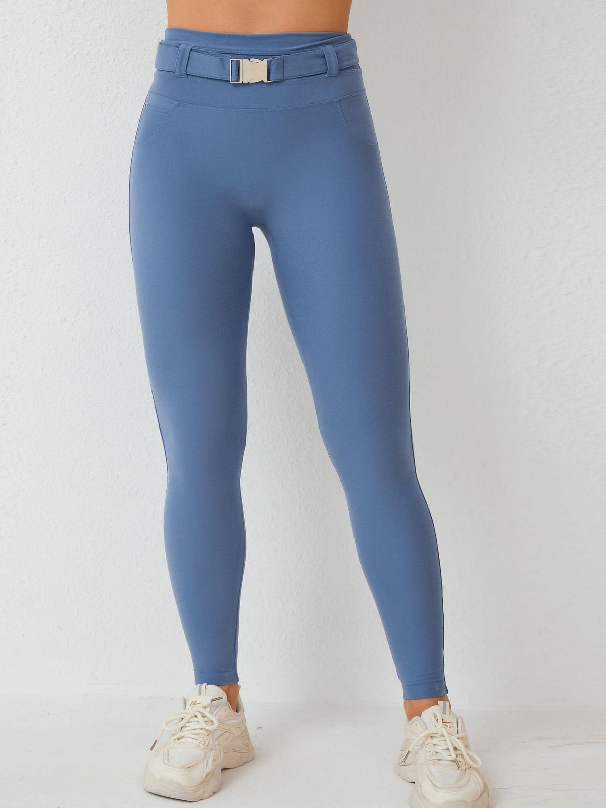 BUYCO Female High-waisted Adjustable Strap Solid Color Elastic Tight Basic Yoga Leggings