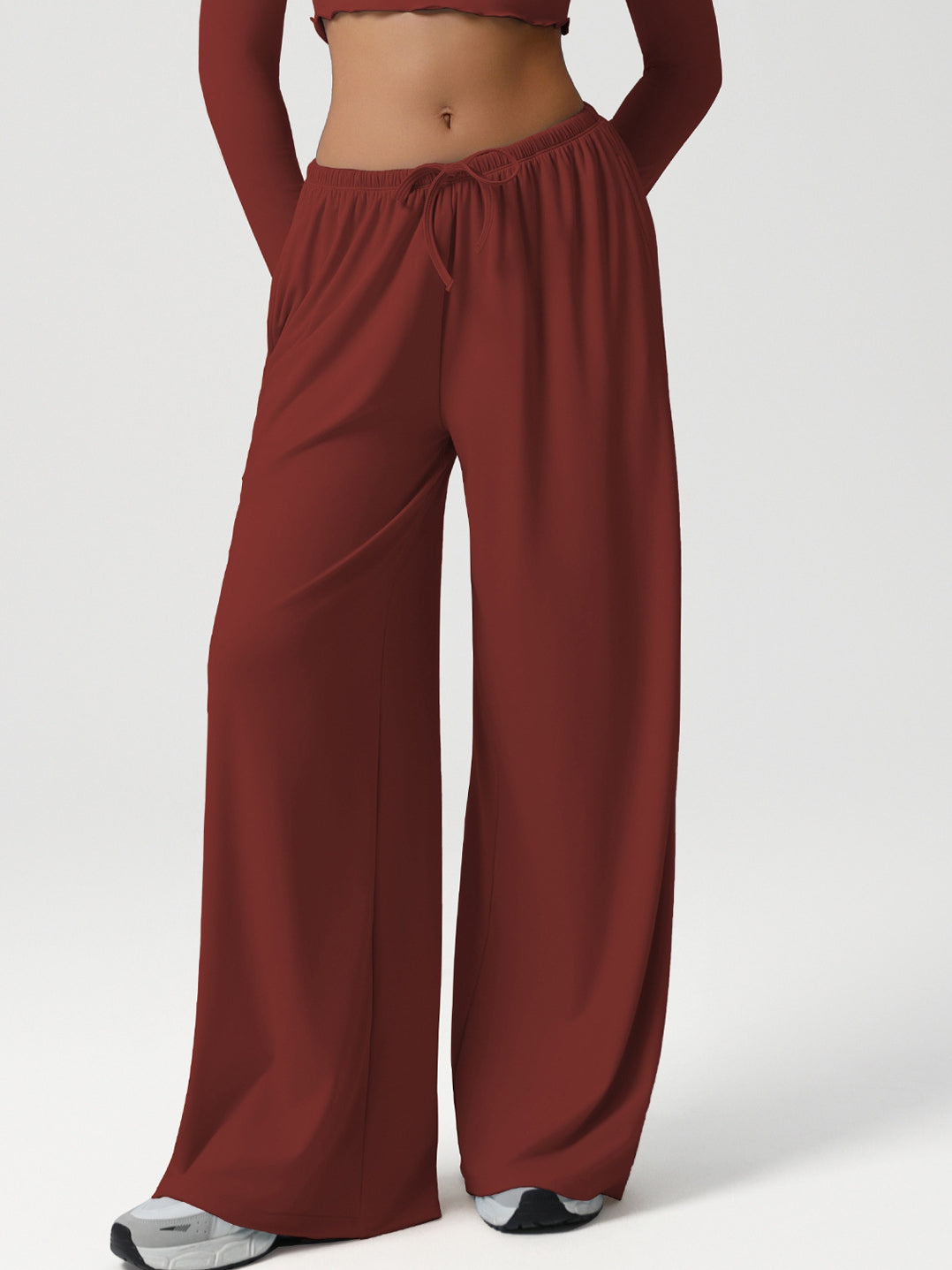 BUYCO Female Drawstring Pocket Solid Color Casual Pants