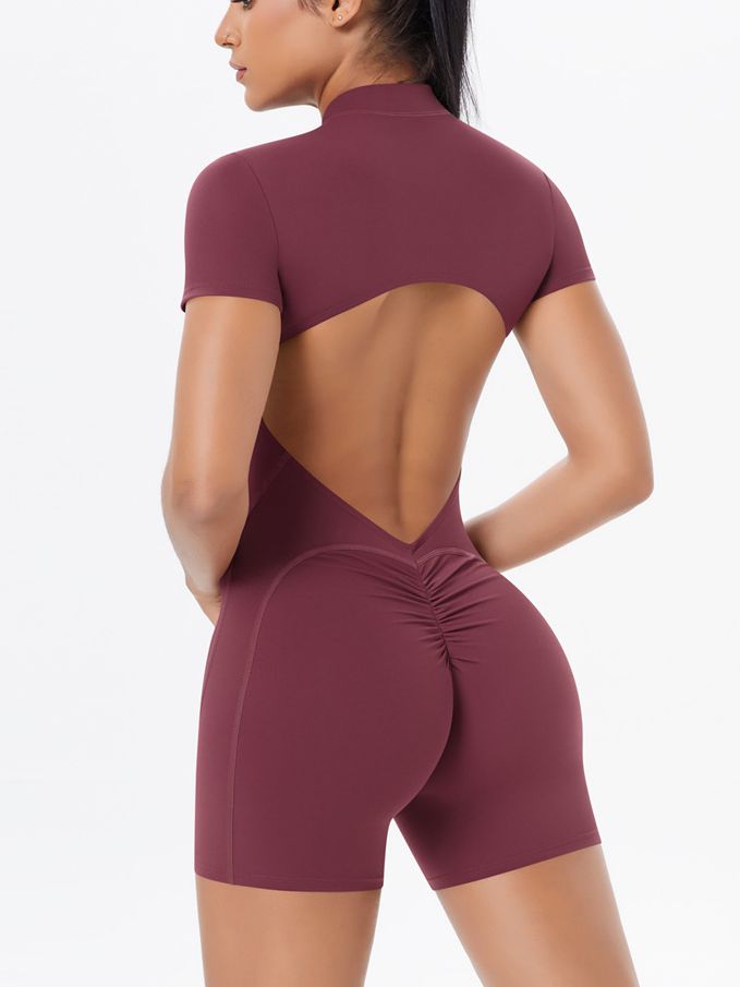 BUYCO Female Hollow Out Backless Ruched Back Push Up Design Romper