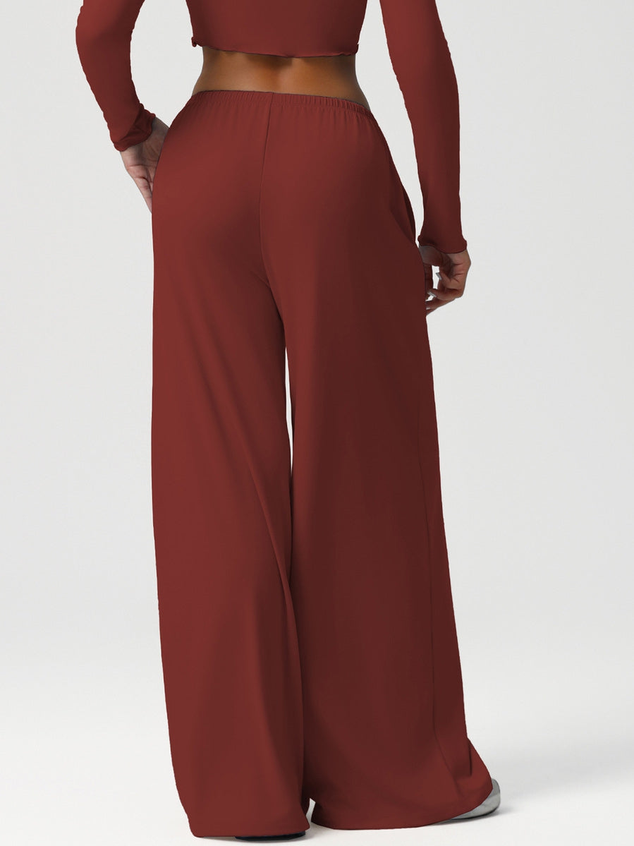 BUYCO Female Drawstring Pocket Solid Color Casual Pants